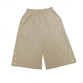 cheap Cotton Linen Shorts-Women&#039;s Cotton Linen Shorts Shorts Crop Streetwear Casual Knee Length Natural Plain Pocket Elastic Waist Outdoor Comfortable Outdoor Going out Light Sky Blue Black White Dark navy Summer Regular Fit