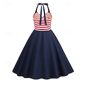  Dia da Independência 250º Aniversário EUA Anos 50 Vestido de uma linha Vestido swing Nadador Bandeira dos EUA Fantasia Mulheres Baile de Máscaras 4 de julho Dia da Independência Casual / Diário Festa