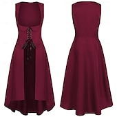 ieftine Rochie-Medieval Renascentist Rochie de Cocktail Costum Cosplay Rochie de bal Viching Outlander Pentru femei Celtic Pirat Steampunk Mascaradă LARP Ren Faire Festival Adulți Rochie