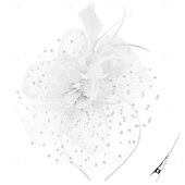 preiswerte Faszinator-Fascinator-Hut, Feder-Stirnband, Damen-Fascinator, Teeparty-Kopfbedeckung mit Clip, Blumen-Stirnband für Mädchen &amp;Ampere