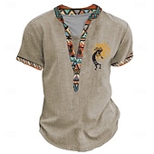 economico Stile etnico-Per uomo Grafico Tribale Maglia Henley Manica Corta maglietta Stampa 3D Collo alla coreana Henley Camicia Moda Designer Essenziale Streetwear Casuale Quotidiano Blu chiaro Nero Verde chiaro Estate