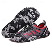 preiswerte Sneaker für Herren-Herren Sneaker Barfußschuhe Upstream-Schuhe Canyoning PU Leder Netz Bequem Rutschfest Atmungsaktiv Schnürung Rot + Grau Blau Grau Sommer Frühling