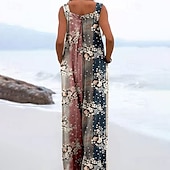 cheap Print Jumpsuit-Women&#039;s Floral Print Dungarees Jumpsuit Streetwear Sleeveless U Neck Pocket Street Daily Regular Fit Pink Navy Blue Light Grey Summer