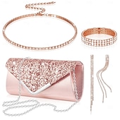 cheap Jewelry Sets-Simple Europe and the United States full diamond fashion all-in-one dinner package jewelry set necklace fringe earrings bracelet elastic four-piece set