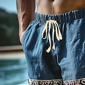 economico Vacanza-Per uomo Shorts Shorts di Lino Pantaloncini Estivi Shorts da Spiaggia Tasca Elastico in vita Coulisse Semplice Comodità Traspirante Lunghezza al ginocchio All&#039;aperto Quotidiano Ferie Vacanza Stile