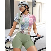 abordables Maillots de mujer-Mujer Maillot de Ciclismo Manga Corta Bicicleta Maillot Camiseta con 3 bolsillos traseros Filtro Solar Resistente a los rayos UV Transpirable Secado rápido Verde Deportes Ropa