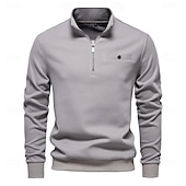 abordables Hoodies et sweatshirts élite pour hommes-Homme Sweat à capuche quart zippé Noir Blanche bleu marine Gris Demi-zip Uni Polyester Occasionnel Athlétique Vêtement Tenue Pulls Capuche Pulls molletonnés manche longue