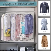 olcso Ruhazsák és fedél-3 csomag ruhatáska ráncolt minden átlátszó ruhahuzat a ruhák felakasztására 40" öltönytáskák szekrény tárolására akasztós ruhatároló öltönyhuzat ingekhez, kabátokhoz, ruhákhoz