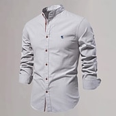 economico Casual da lavoro-Per uomo Camicia con colletto cinese Camicia con colletto alla coreana Camicia in cotone e lino Semplice Vacanza Casual Quotidiano Nero Bianco Verde chiaro Blu scuro Manica Lunga Colletto alla coreana