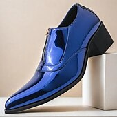 preiswerte Formell-glänzend blaue Lackleder-Abendschuhe für Herren mit Reißverschluss - trendige Tanzschuhe für besondere Anlässe