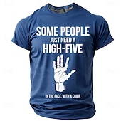 お買い得  メンズおもしろTシャツ-男性用短袖グラフィックティー - 皮肉な「椅子で顔を叩くハイファイブ」ユーモアデザイン