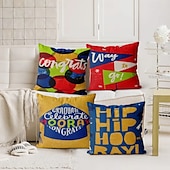 baratos Fronhas de Almofadas de Decoração-Capa de Travesseiros Decorativos de Formatura 4PC Melhor Presente de Formatura Capa de Almofada Quadrada Macia para Quarto Sala de Estar Sofá Cadeira