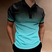 economico Polo geometrica da uomo-Per uomo Geometrico Polo Manica Corta Magliette polo Camicie con Colletto Business Casual Scuola All&#039;aperto Athleisure Abbigliamento quotidiano Stampa 3D Estate azzurro cielo Azzurro cielo Viola
