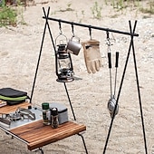 billiga Griller och matlagning utomhus-hopfällbart stativ camping hängande ställ - 4 krokar utomhus köksredskap förvaring bärbar, utomhus camping hopfällbar ställning