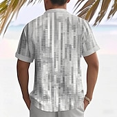 levne Geometriské vzory-Pánské Geometrický Mřížka / Přehoz Košile Letní košile Košile na knoflíky Krátký rukáv Móda pro volný čas Dovolená Streetwear Léto Přehnutý 3D tisk Jedna přední kapsa Len jako košile Žlutá Trávov