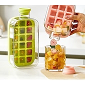 preiswerte Eiswürfelschale-Eisflaschenbecher 2-in-1 berührungslos, 800 ml, Eiswürfelschale, Wasserflaschen, Eiswürfelflaschen mit Strohhalm, tragbare berührungslose Eiswürfelschalen mit Deckel und Behälter, geeignet für die