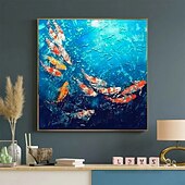 preiswerte Tiergemälde-Ölgemälde handgemalte Fischgemälde Tiergemälde handgemachte Leinwand Wandkunst Pop-Art Ölgemälde Wanddekor
