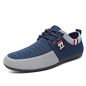abordables Chaussures Décontractées à Lacets-Baskets décontractées bicolores en tricot pour hommes – Chaussures de sport à lacets en nylon respirant pour un usage quotidien