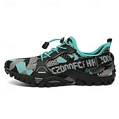 voordelige Casual Sneakers-Voor heren Sneakers Rivierschoenen Canyoning PU Leder Netstof Ademend Comfortabel Anti-slip Veters Zwart Donker paars Blauw Zomer Lente