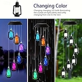 abordables Projecteurs, lampes et lasers-Lumière de carillon à vent solaire 6 LED IP65 étanche lanterne suspendue lumière jaune chaude pour patio balcon et décoration de jardin