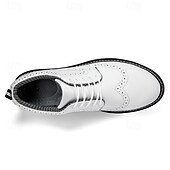 economico Scarpe da Golf da Uomo-scarpe da golf brogue bianche da uomo: resistenti sneakers in similpelle con lacci e dettagli traforati per gli appassionati di golf e sport