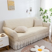 abordables Housse de canapé-Housse de canapé avec jupe, housse de canapé durable et hautement élastique, luxueuse, lavable en machine, protection de meubles