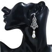 abordables Boucles d&#039;oreilles-Boucles d&#039;oreilles en alliage de diamant, boucles d&#039;oreilles en éventail, tempérament de mode, accessoires de robe de mariée, boucles d&#039;oreilles à tige en perles
