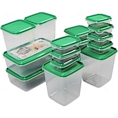 cheap Kitchen Storage-17PCS Food Container Fridge Bins, Leakproof Food Grade Plastic Various Sizes with Lid for Leftover Meals