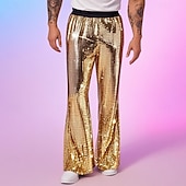 cheap Bottoms-Retro Vintage 1980s Bell Bottom Pants Disco Sequin Bootcut Men&#039;s Halloween Carnival Pride Parade Pride Month Adults&#039; Pants All Seasons