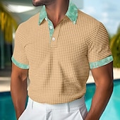economico Polo Classico da Uomo-Per uomo Testurizzato Maglia da golf Affari Casuale Classico Manica Corta Moda Moderno Tinta unica Hawaii Bottoni Estate Primavera Vestibilità regolare Nero Bianco Verde Cachi Testurizzato