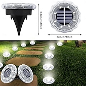 abordables Éclairage au sol-Lampes solaires d&#039;extérieur à 8 LED, disques solaires plats, étanches IP65, éclairage d&#039;allée à énergie solaire pour jardin, pelouse, patio, cour, chemin, paysage, blanc froid