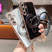 cheap Samsung Cases-Phone Case For Samsung Galaxy S21 FE S21 A14 A34 A53 A33 A23 A13 Back Cover with Wrist Strap Shockproof Retro TPU Plating