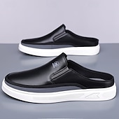 Недорогие Мужские клоги и мюли-мужские белые мюли — стильный дизайн слипонов с коричневыми акцентами, легкие и удобные для повседневной носки, неформальных выходов и путешествий