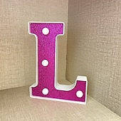 economico Luci decorative-Luci decorative con lettere viola da 16 cm, luci per feste, compleanno, Natale
