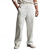 preiswerte Lose-Herren Anzughose Hose Freizeithose Kordelzug Elastischer Bund Gerader Schnitt Einfach Komfort Weich Volle Länge Outdoor Geschäft Täglich Mode Streetwear Hellkaki Weiß