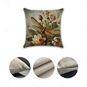 preiswerte Blumen- und Pflanzenstil-Vintage Pastoral Dekorative Kissenbezüge 4PC Weicher quadratischer Sofakissenbezug Kissenbezug für Schlafzimmer Wohnzimmer Sofa Stuhl