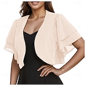 billige Brudesjaler-Kvinnes Wrap Elegant Solbeskyttelse Kortermet Chiffon Bryllupswraps Med Ren Farge Bryllup Sommer