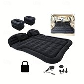 abordables Actividad al Aire Libre-Colchón inflable para 2 personas | Colchón inflable para automóvil para 2 personas | portátil, convertible para usar en el asiento trasero o el maletero | diseño acolchado gris con bomba &amp;Accesorios