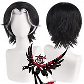 economico Parrucche Anime-hazbin hotel parrucca sintetica hesco micro locs lisci parrucca asimmetrica con riga profonda 14 pollici a1 capelli sintetici da donna cool classico confortevole nero