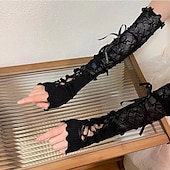 levne Rukávy a šála-rukavice lolita v baletním stylu bílé krajkové rukávy dámské tenké provedení letní ochrana před sluncem pikantní dívka ramínka dlouhé odhalené prsty
