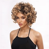 cheap Synthetic Trendy Wigs-Synthetic Wig Loose Curl Water Wave Asymmetrical With Bangs Machine Made Wig 10 inch A1 Synthetic Hair Women&#039;s Classic Comfortable Highlighted / Balayage Hair Blonde