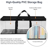 abordables Rangement et organisation-Lot de 2 sacs de rangement pour CD, étuis, supports de boîtiers DVD, sacs de transport de disques vinyles avec poignées, organisateur de stockage multimédia pour DVD/CD/jeux vidéo, disques Blu-ray