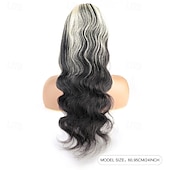 economico Parrucche lace front capelli veri-Parrucca frontale in pizzo con meches 1b/613#, capelli umani, ondulati, densità 150%, 13x4