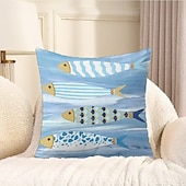 baratos Fronhas de Almofadas de Decoração-Capa de Almofadas Decorativas de Conchas do Oceano 1PC Capa de Almofada Quadrada Macia para Sofá Cama Sala de Estar
