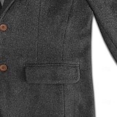 abordables chaqueta-Blazer de tweed retro vintage para hombre, blazer de espiga, chaqueta deportiva, talla grande, botonadura sencilla, dos botones, negro, champán, burdeos, azul