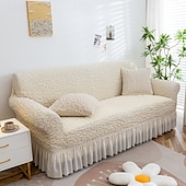 abordables Housse de canapé-Housse de canapé avec jupe, housse de canapé durable et hautement élastique, luxueuse, lavable en machine, protection de meubles
