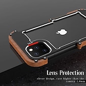 cheap iPhone Cases-Wood Metal Bumper Frame Case for iPhone 15 Pro Max 14 Plus 13 12 11 Pro Max X XR XS – 4-Corner Shockproof Protection, Solid Color Aluminum Alloy Edge Cover