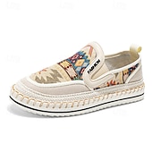 cheap Slip-On Casual Shoes-Men's Black and Red Slip-On Walking Shoes with Tribal Pattern – Comfortable and Stylish Sneakers for Casual and Outdoor Activities