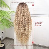 cheap Synthetic Lace Wigs-Synthetic Lace Wig Deep Curly Style 32 inch Multi-color Middle Part 13x4x1 T Part Lace Front Wig Women&#039;s Wig Light golden