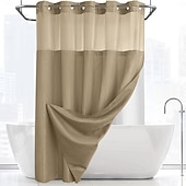 cheap Shower Curtains-Waffle Weave Shower Curtain 180cm*180cm(70&quot;*70&quot;) with Snap-in Fabric Liner Set, Solid Colored Hotel Style for Bathroom with Mesh Top Window